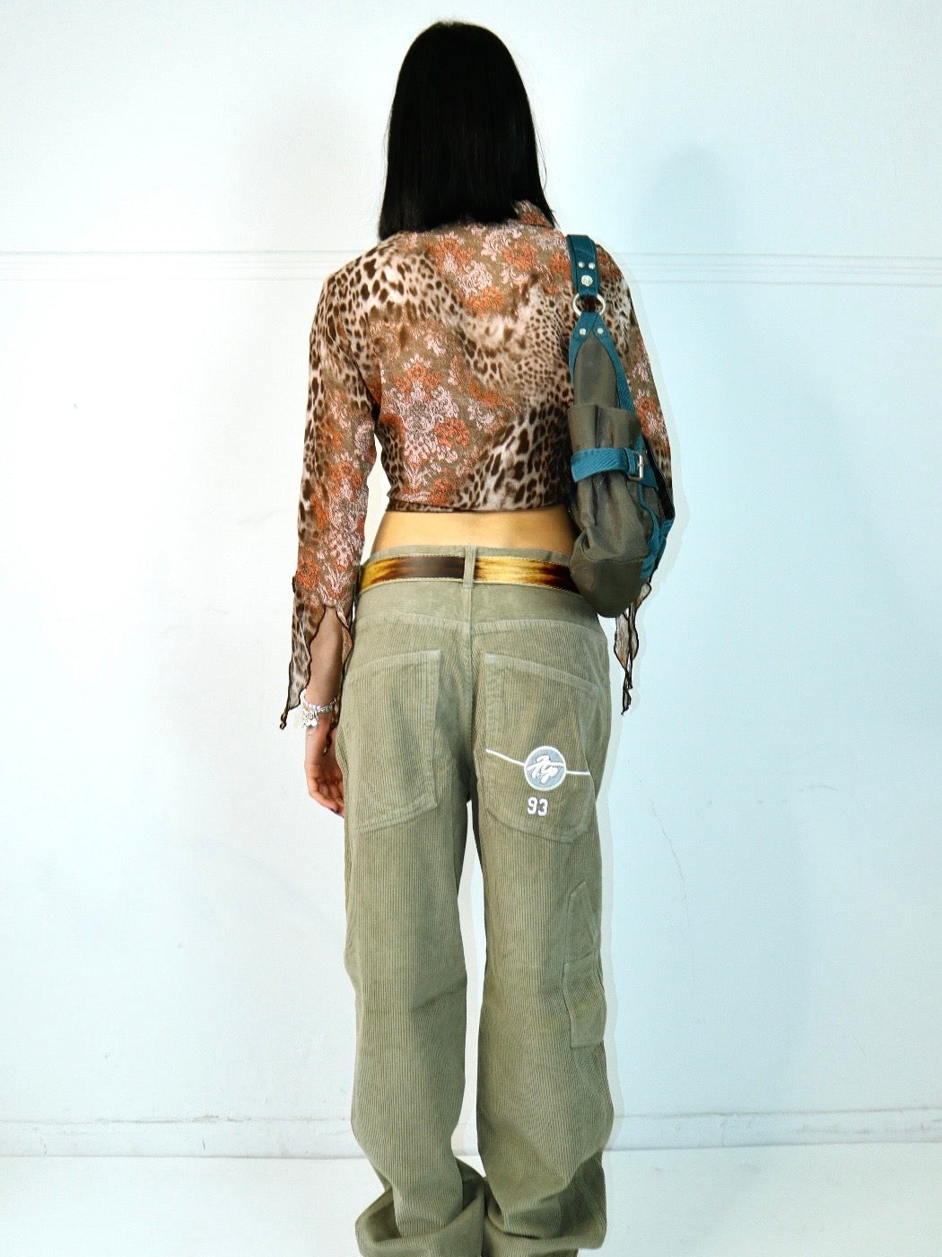 Cheetah & Floral print long sleeve blouse