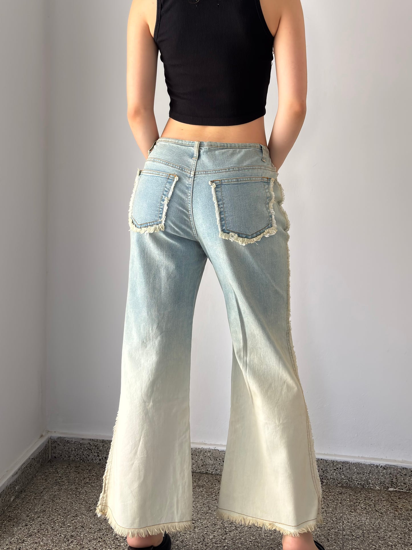 Light wash ombre flare jeans