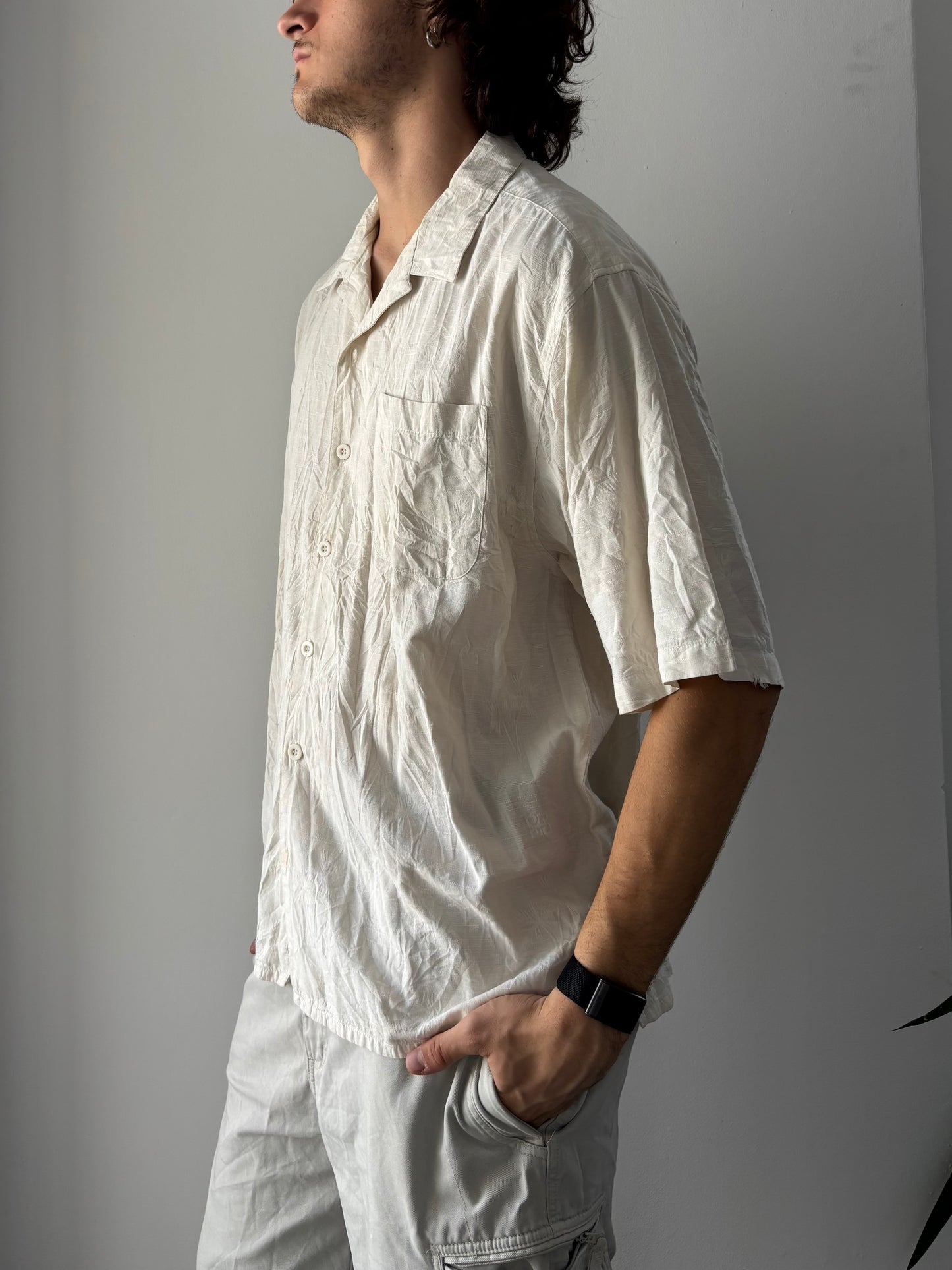 Cream button up shirt