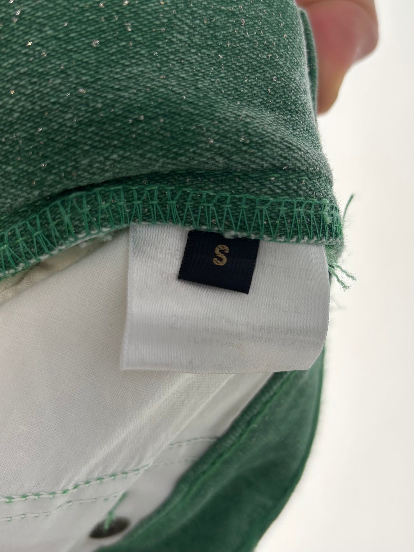 Roberto Cavalli green & sparkle flare jeans