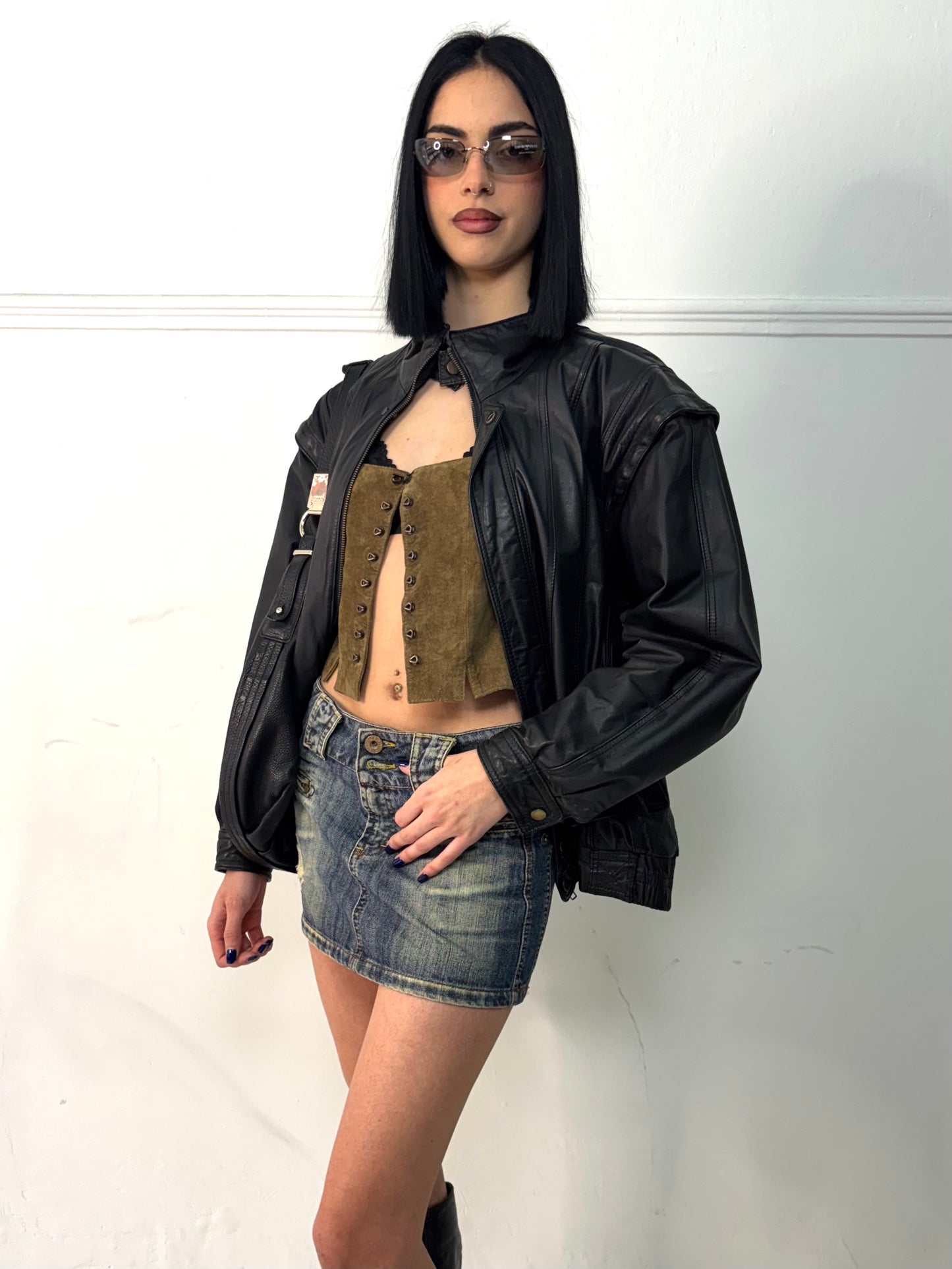 Brown suede vest top