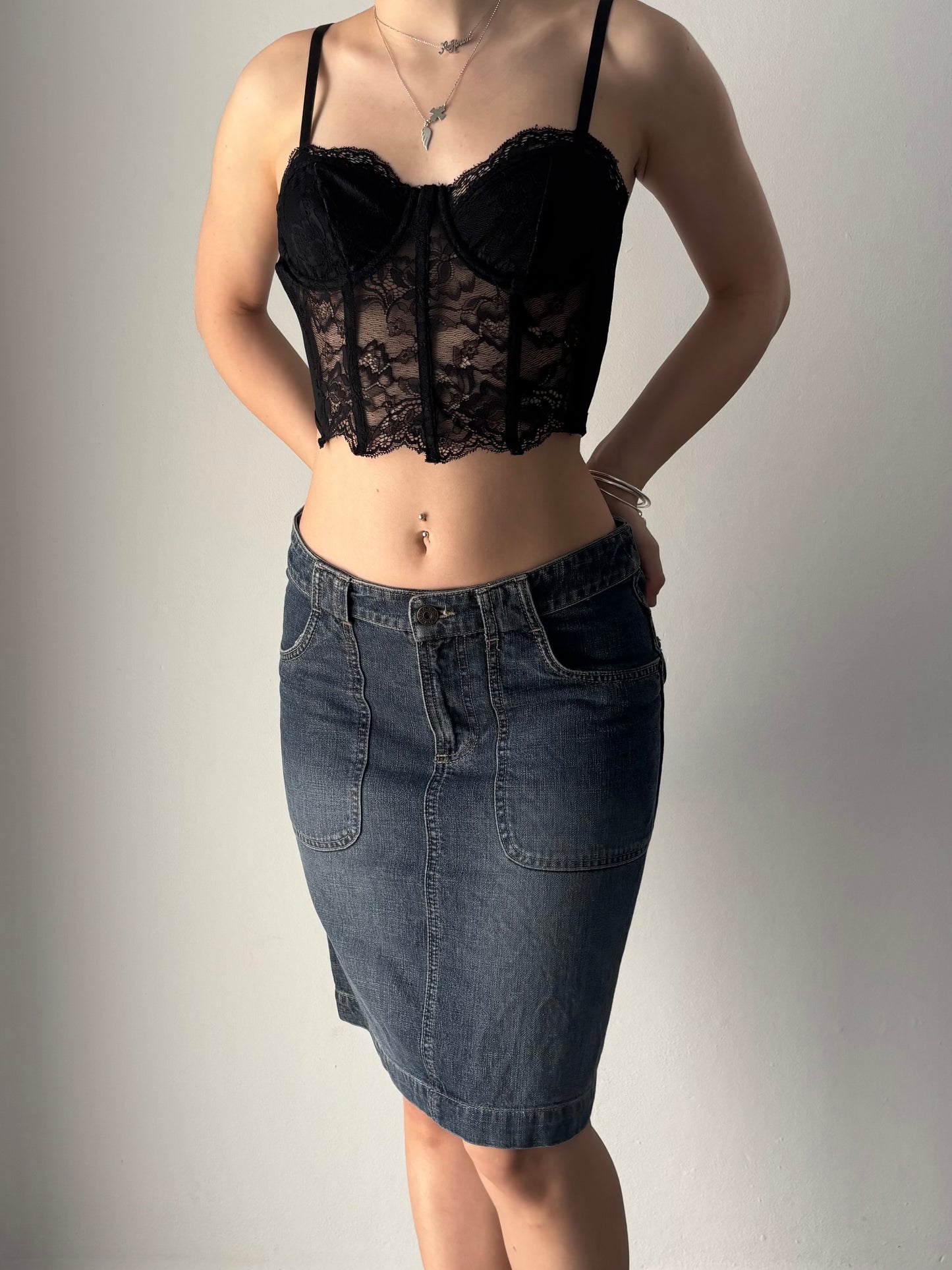 Denim midi skirt