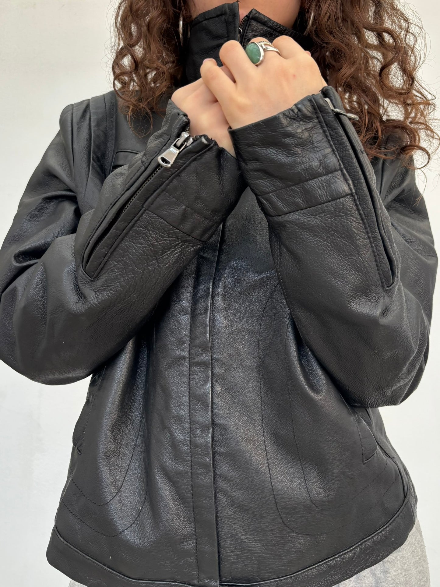 Vintage Italian black leather jacket