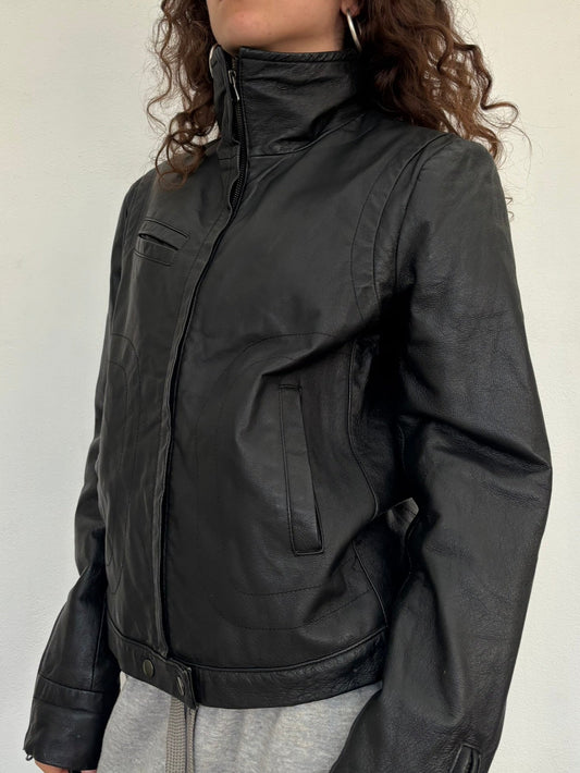 Vintage Italian black leather jacket