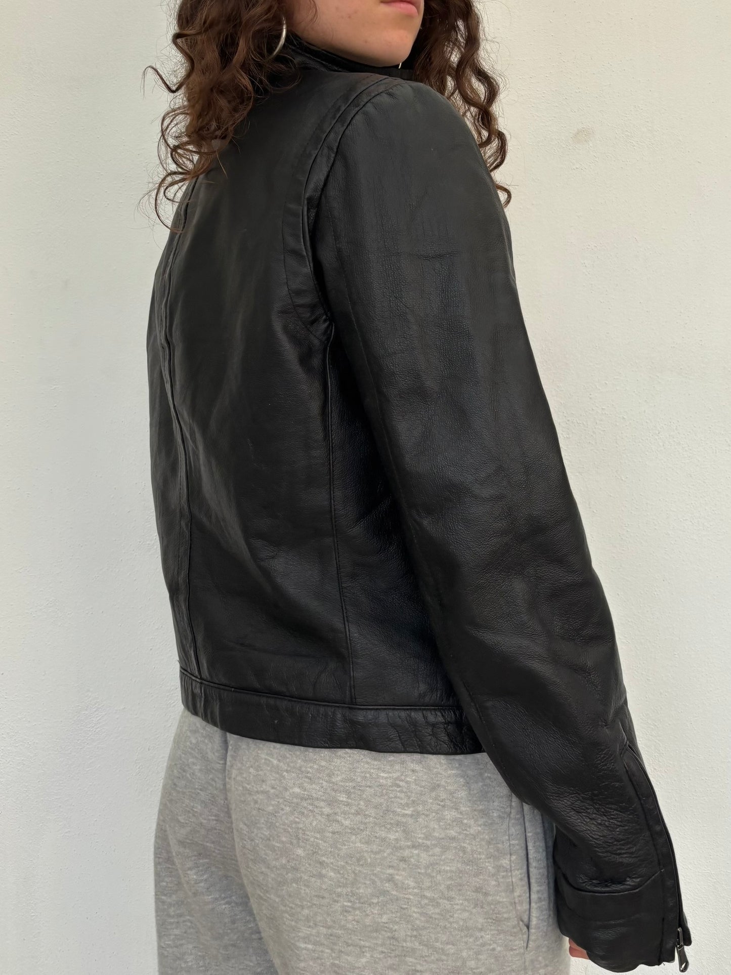 Vintage Italian black leather jacket