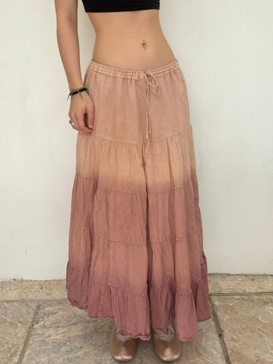 Pink maxi skirt with beading