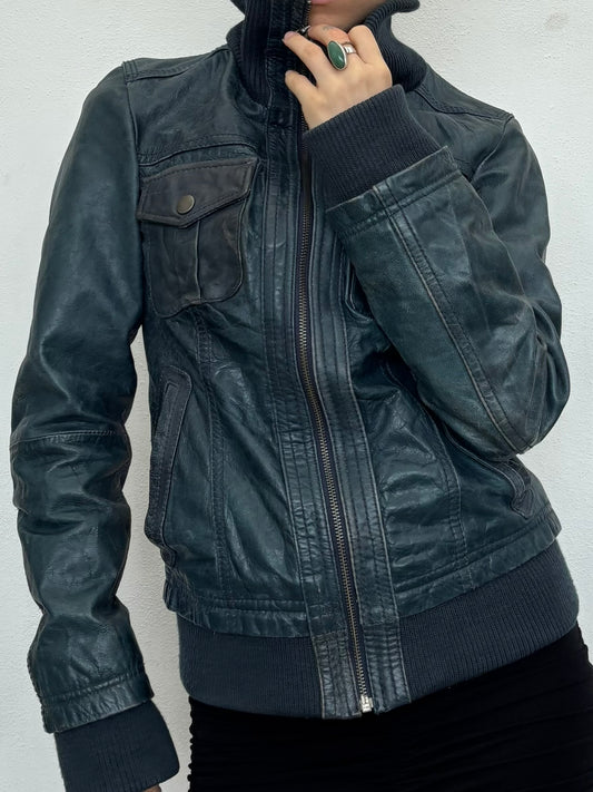 Blue vintage leather jacket