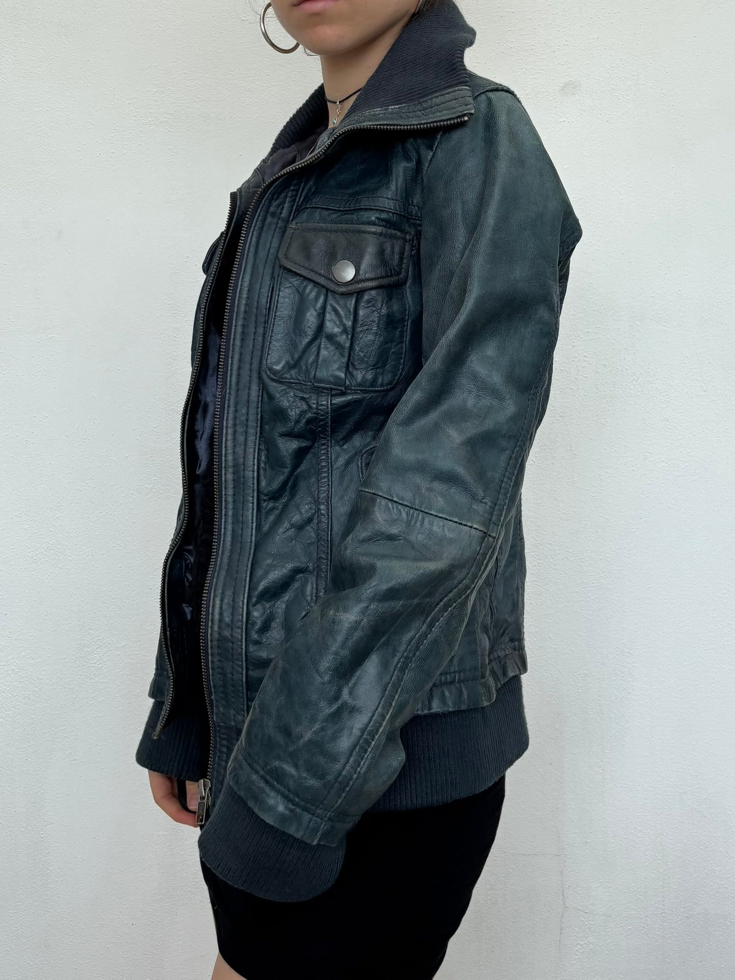 Blue vintage leather jacket