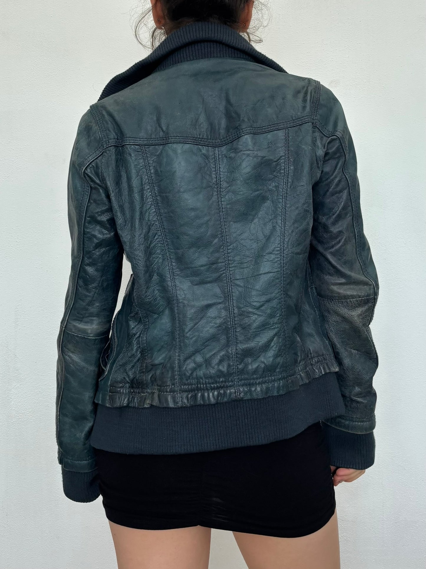 Blue vintage leather jacket