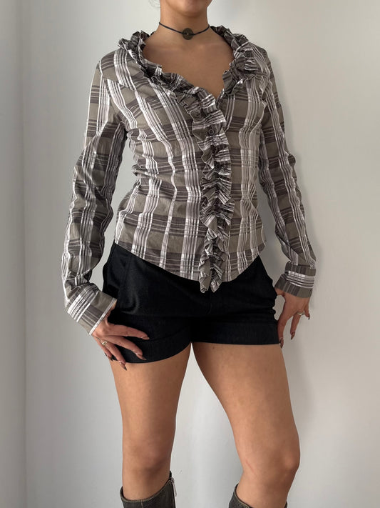 Grey strip button up shirt