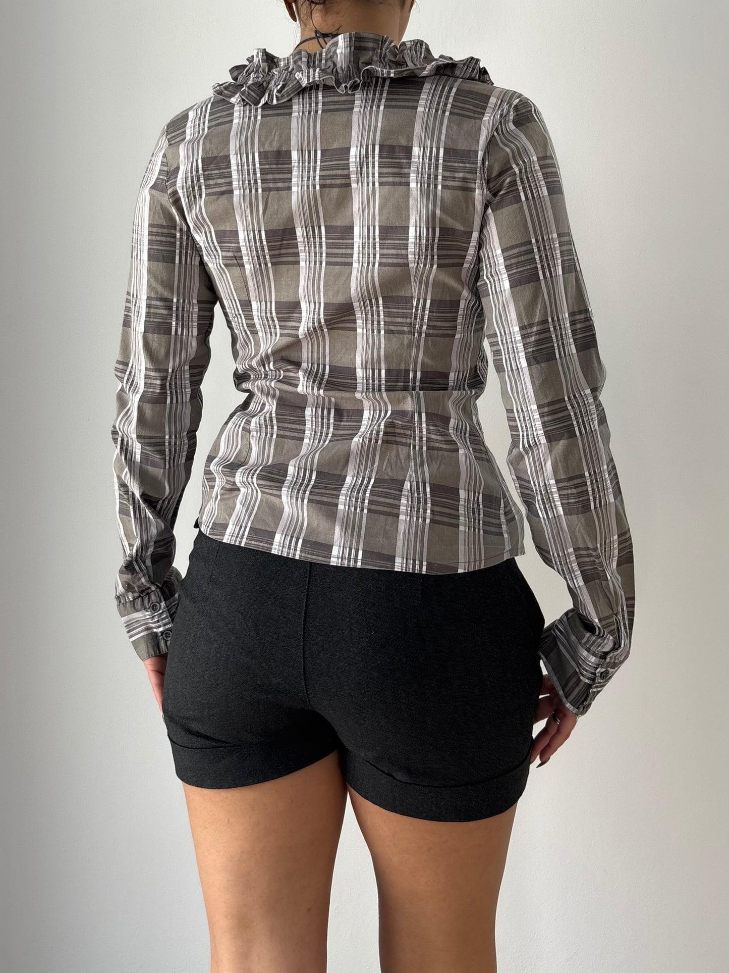 Grey strip button up shirt